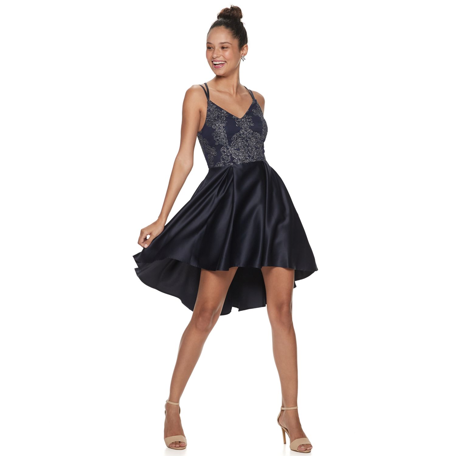 Junior Handkerchief Hem Beaded Dress